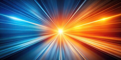 Obraz premium Worm's Eye View Speed of Light in Orange and Blue Colorful Background