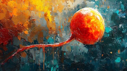 A visual representation of a kidney stone being passed, using digital art.