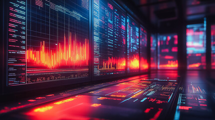 A computer screen with a red line on it