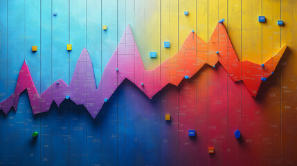 A colorful graph with a red line and blue line