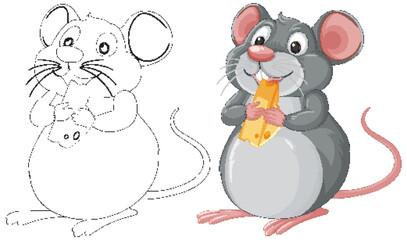 Cute Mouse Eating Cheese Illustration