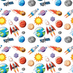 Naklejka premium Seamless Space Exploration Pattern