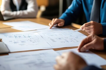 Managers passing around printed flowcharts of backup systems during a continuity planning meeting, backup planning, document-based strategy