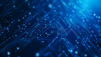 Obraz premium Abstract blue circuit board illustration showcasing intricate electronic pathways and connections