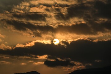 Sunset Journey: A Flight through Golden Skies