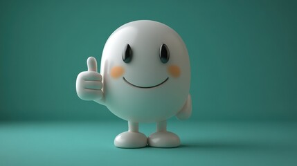 funny cartoon character flexible han shows thumb up like gesture clip art isolate on green background