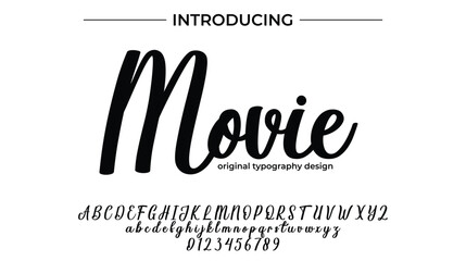 Movie Font Stylish brush painted an uppercase vector letters, alphabet, typeface