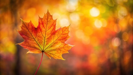 Maple leaf in warm fall colors with blurred background, Maple leaf, autumn, fall, seasonal, park, nature, foliage, colors