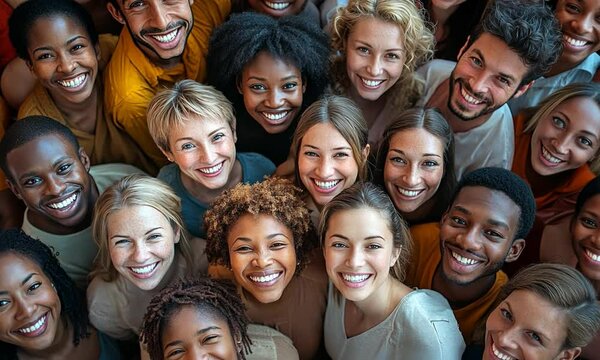 A group of people are smiling and posing for a picture