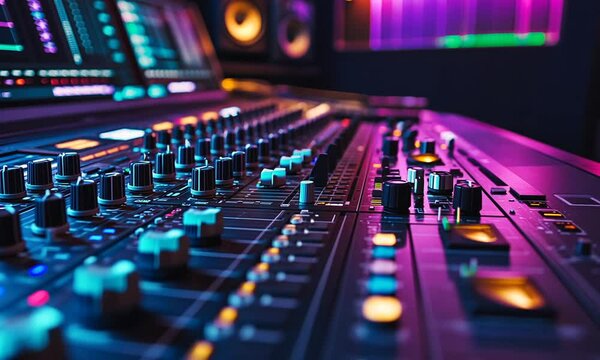 Audio Mixing Console in a Recording Studio