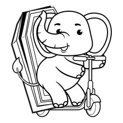 Halloween coloring page with elephant for kids 