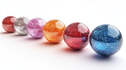 Obraz premium matrix of colorful glass balls isolate on white backgroun variety metaphor modern minimal christmas wallpaper