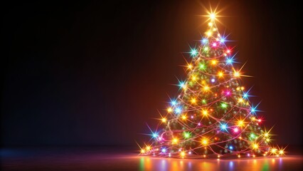 Abstract Christmas tree made of lights, festive, holiday, decorations, glowing, colorful, whimsical, unique, modern