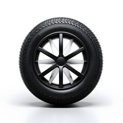 Isolated Black Rubber Tire on White Background