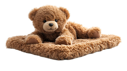 a teddy bear on a blanket

