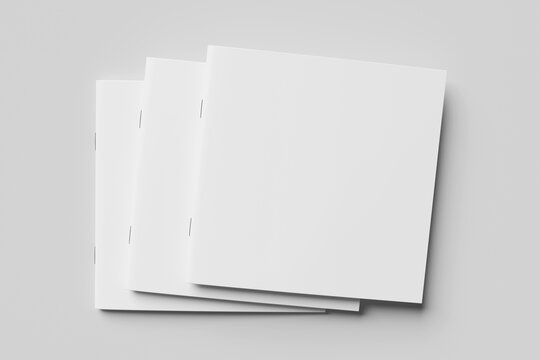 Blank square magazine for mockup on gray background