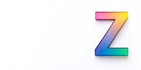 Rainbow Letter "Z" web banner. Colorful rainbow letter "Z" isolated on white background with copy space.