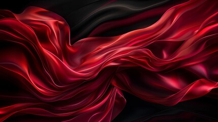 Abstract Swirling Red Fabric on Black Background