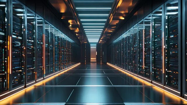 Futuristic Data Center Hallway