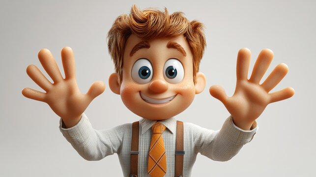 simple cartoon character han icon stop gesture business clip art isolate on white background
