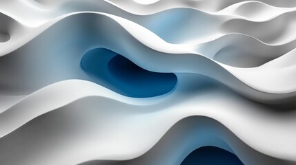 Obraz premium Abstract White and Blue 3D Wave Structures Generative AI
