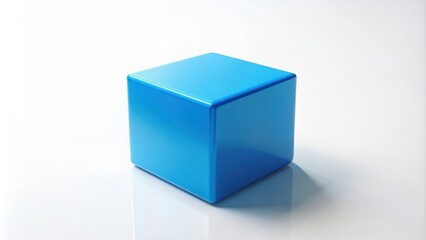 Blue cube on white background, blue,cube, geometric, shape, blue, abstract, design, modern, isolated, background