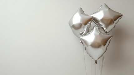 Silver Star Balloons on Minimal Background Generative AI