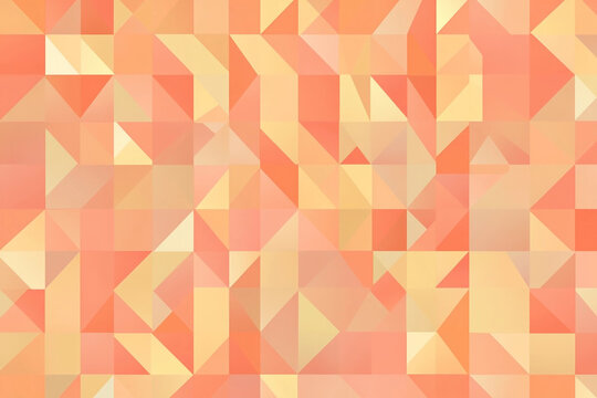Peach Fuzz Background with Geometric Squares and Triangles in Minimalistic Seamless Pattern