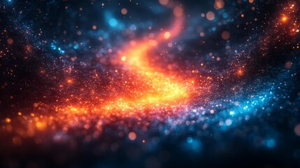 Obraz premium Abstract Cosmic Sparkling Particle Flow Generative AI