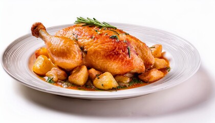 Fototapeta premium France Food, Poulet Basquaise on white background isolated.