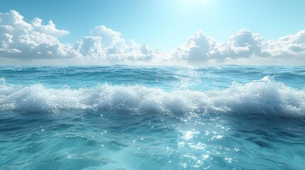 Fototapeta premium Calm Ocean Waves and Bright Sky Generative AI