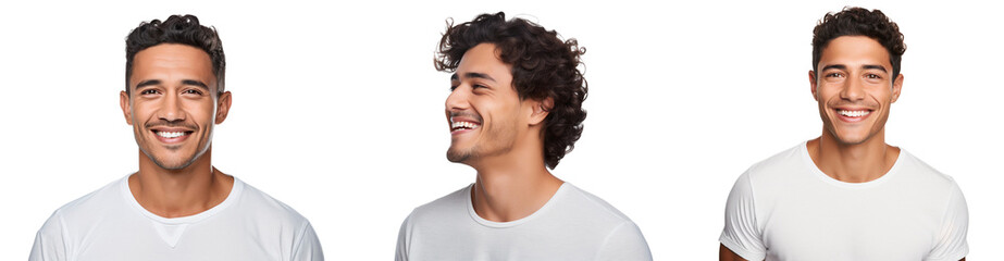 Fototapeta premium Group of happy men smiling and laughing, isolated on transparent background