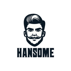 handsome man wearing glasses logo vector illustration