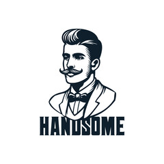 handsome man wearing glasses logo vector illustration