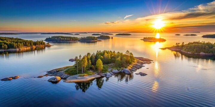 Landscape of the archipelago in Gulf of Bothnia, Sweden at sunrise, Sweden, archipelago, Gulf of Bothnia, landscape, sunrise