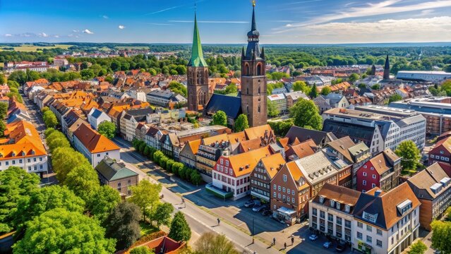 A view of the Oldenburg city center from the Lambertikirche, Oldenburg, Germany, Innenstadt, cityscape