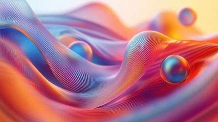 Obraz premium Abstract digital art with vibrant colors and smooth, flowing lines creating a surreal and dreamy atmosphere.