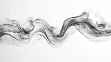 Abstract Black Smoke Flow on White Generative AI