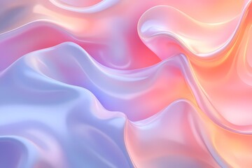 Fototapeta premium Abstract Dreamy Satin: A mesmerizing swirl of pastel pink and blue satin fabric, evoking a sense of tranquility and ethereal beauty. The soft, flowing texture creates a captivating visual experience,