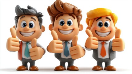 Obraz premium thumb up icon cartoon character han like gesture business clip art isolate on white backgroun approval concept illustration