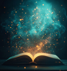 magic book with magic lights
