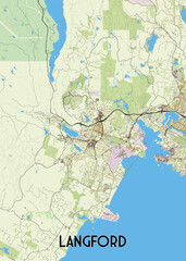 Langford, British Columbia, Canada artistic map poster