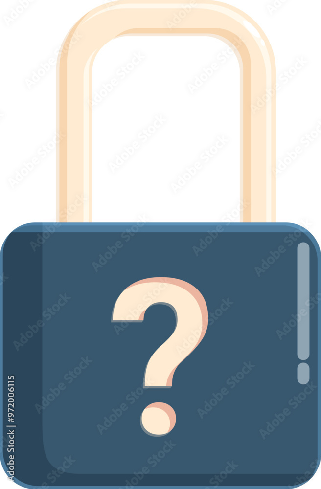 Poster closed padlock featuring a question mark is representing the concept of uncertainty in security and 