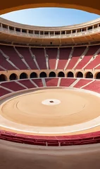 Fotobehang Round empty bullfight arena stadium with wide perspective. bullring for traditional performance of bullfight, wide perspective with copy space  © Prateek