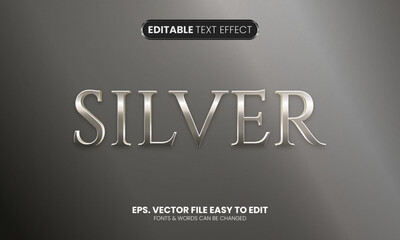 Metallic silver editable text effect, 3D text style