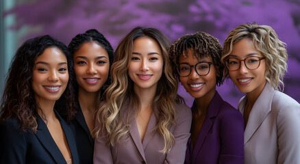 “A Group of Women in Business Attire Smiling and Showcasing Teamwork”
