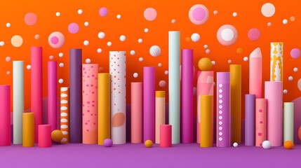 Obraz premium Colorful Geometric Shapes 3D Render Abstract Background