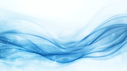 Abstract blue wavy background with sparkling lights.