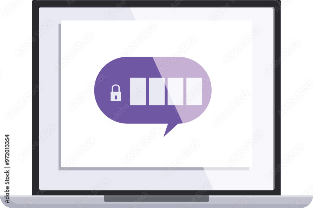 Poster laptop is showing a password protected message on screen, emphasizing the importance of cybersecurit