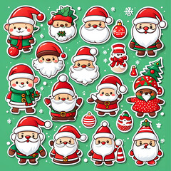Stickers , Icons and elements of Christmas theme for any decorations.